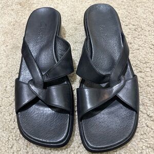 Clarks Black Leather Sandals 8